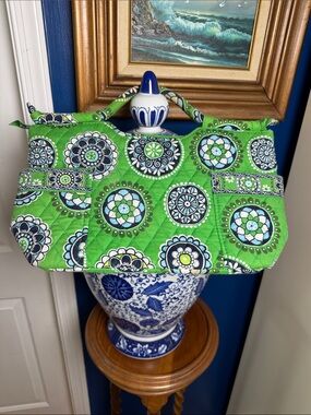 Vera Bradley Handbag Satchel Cupcakes Green Retired Gabby Purse